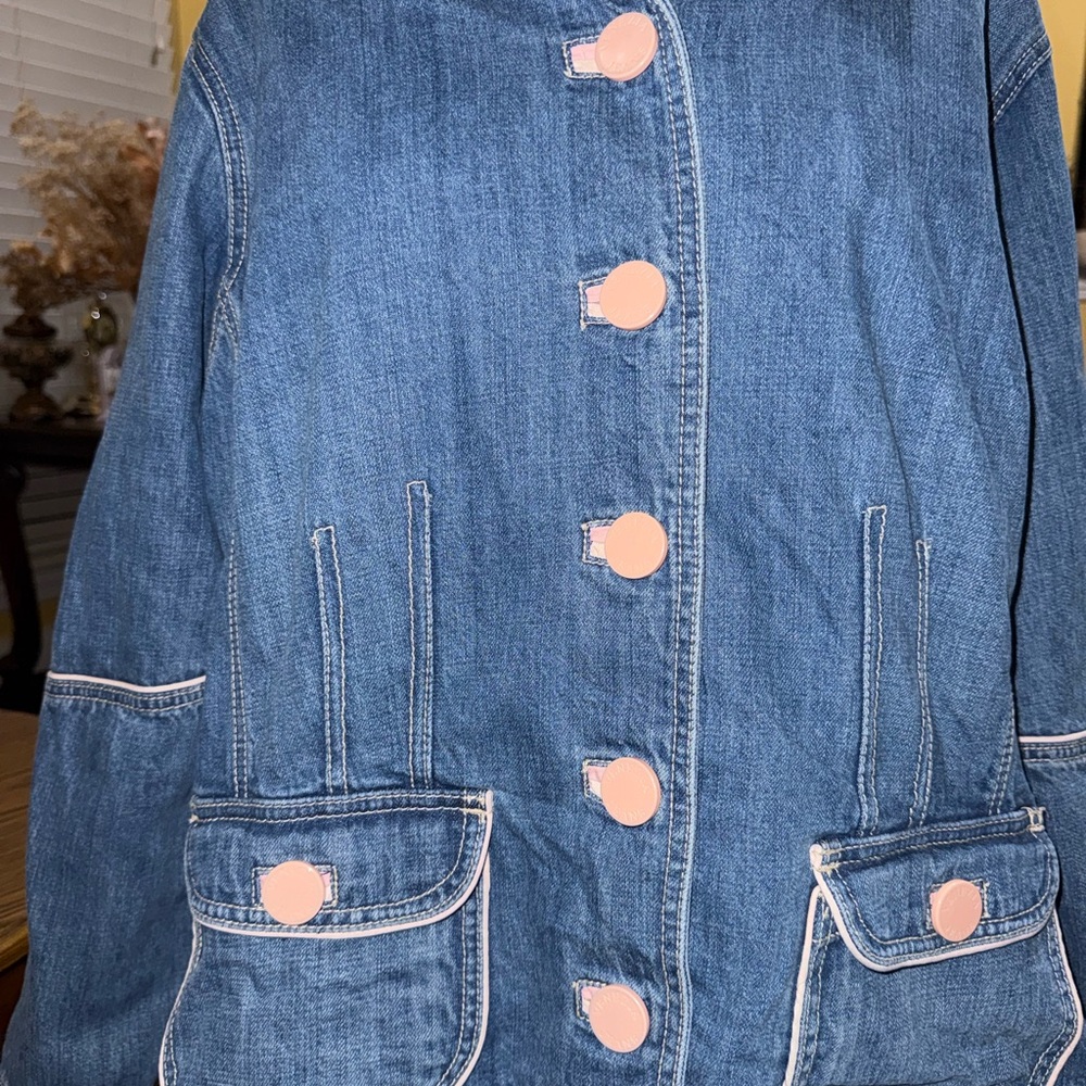 Vintage Venezia Denim Jacket with Light Pink Accents
